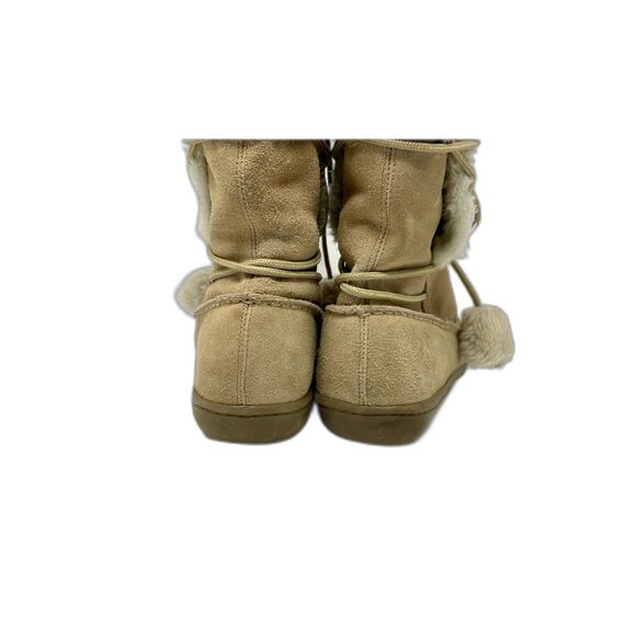 AirWalk 9.5M SlipOn Suede Leather Faux Fur Lined Winter Tan Boots Grip Sole - Picture 2 of 9